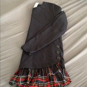 NWT Loft Long Sweatshirt with Plaid Ruffle